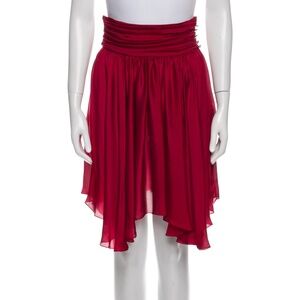 Alexandre Vauthier Red Featherweight 100% Silk Knee-Length Skirt * NEW * 65% OFF